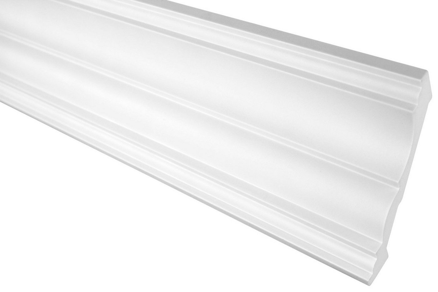 Hexim Stuckleiste P802, 2 Meter / 1 Leiste, Stuckleisten Decke modern, PU Hartschaum weiß - 2m Deckenleisten glatt Abschlussleiste Stuckprofil Dekorleisten (2 Meter) von Hexim