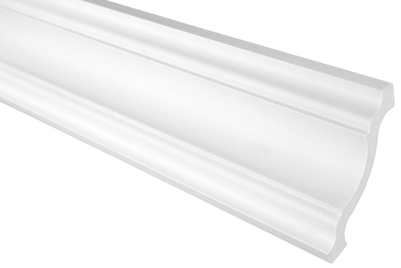 Hexim Stuckleiste P813, 2 Meter / 1 Leiste, Stuckleisten Decke modern, PU Hartschaum & Flexibel - 2m Deckenleisten glatt Zierleisten Decken Stuck Deko Kunststoff (2 Meter weiß) von Hexim