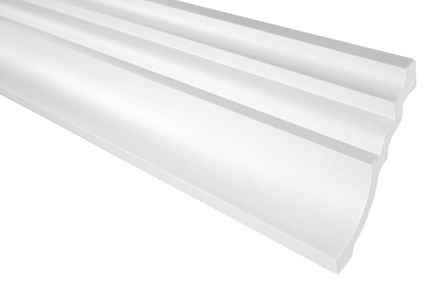 Hexim Stuckleiste P823, 2 Meter / 1 Leiste, Stuckleisten Decke modern, PU Hartschaum & Flexibel - 2m Deckenleisten glatt Zierleisten Decken Stuck Deko Kunststoff (2 Meter weiß) von Hexim