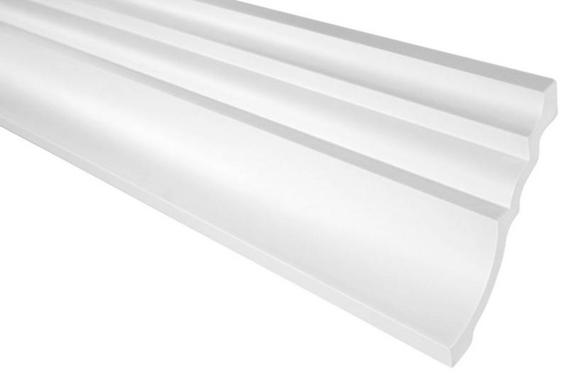 Hexim Stuckleiste P823, 2 Meter / 1 Leiste, Stuckleisten Decke modern, PU Hartschaum & Flexibel - 2m Deckenleisten glatt Zierleisten Decken Stuck Deko Kunststoff (2 Meter weiß) von Hexim