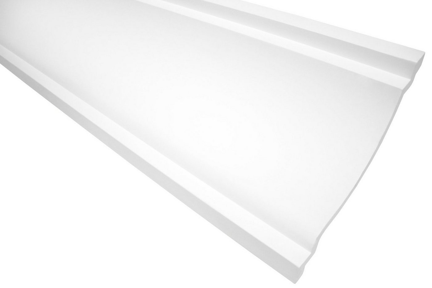 Hexim Stuckleiste P831, 10 Meter / 5 Leisten, Stuckleisten Decke modern, PU Hartschaum weiß - 2m Deckenleisten glatt Eckprofile Kranzleisten Deckenzierleisten (10 Meter) von Hexim