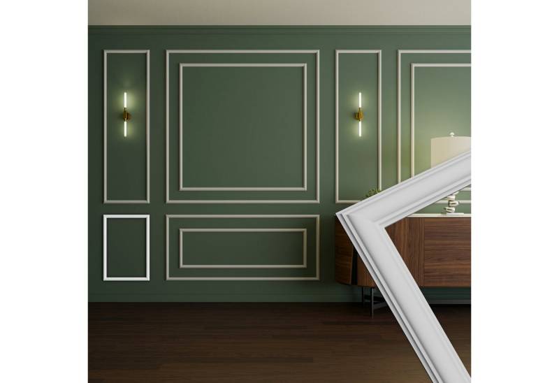 Hexim Stuckleiste RM01-A 60x42 cm, A - 60 x 42 cm, Wandrahmen Sets HDPS weiß - Auswahl an Größen für Wand, Decke, Bilder & Spiegel - Ideal für kreative Raumaufteilungen und dekorative Akzentgestaltung (RM01-A 60X42CM) von Hexim