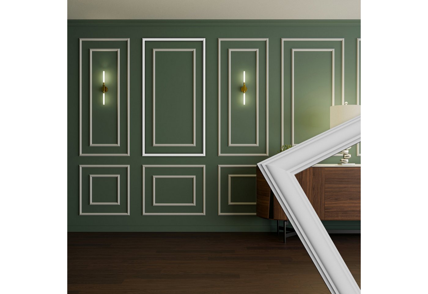 Hexim Stuckleiste RM01-F 140x75 cm, F - 140 x 75 cm, Wandrahmen Sets HDPS weiß - Auswahl an Größen für Wand, Decke, Bilder & Spiegel - Hochwertiges HDPS-Profil für langlebige, formstabile Ergebnisse (RM01-F 140X75CM) von Hexim