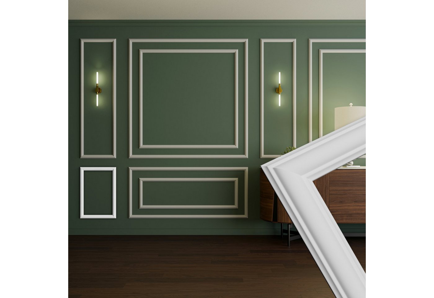 Hexim Stuckleiste RM18-A 60x42 cm, A - 60 x 42 cm, Wandrahmen Sets HDPS weiß - Auswahl an Größen für Wand, Decke, Bilder & Spiegel - Auch für Akzentwände mit Licht- oder Farbspiel geeignet (RM18-A 60X42CM) von Hexim