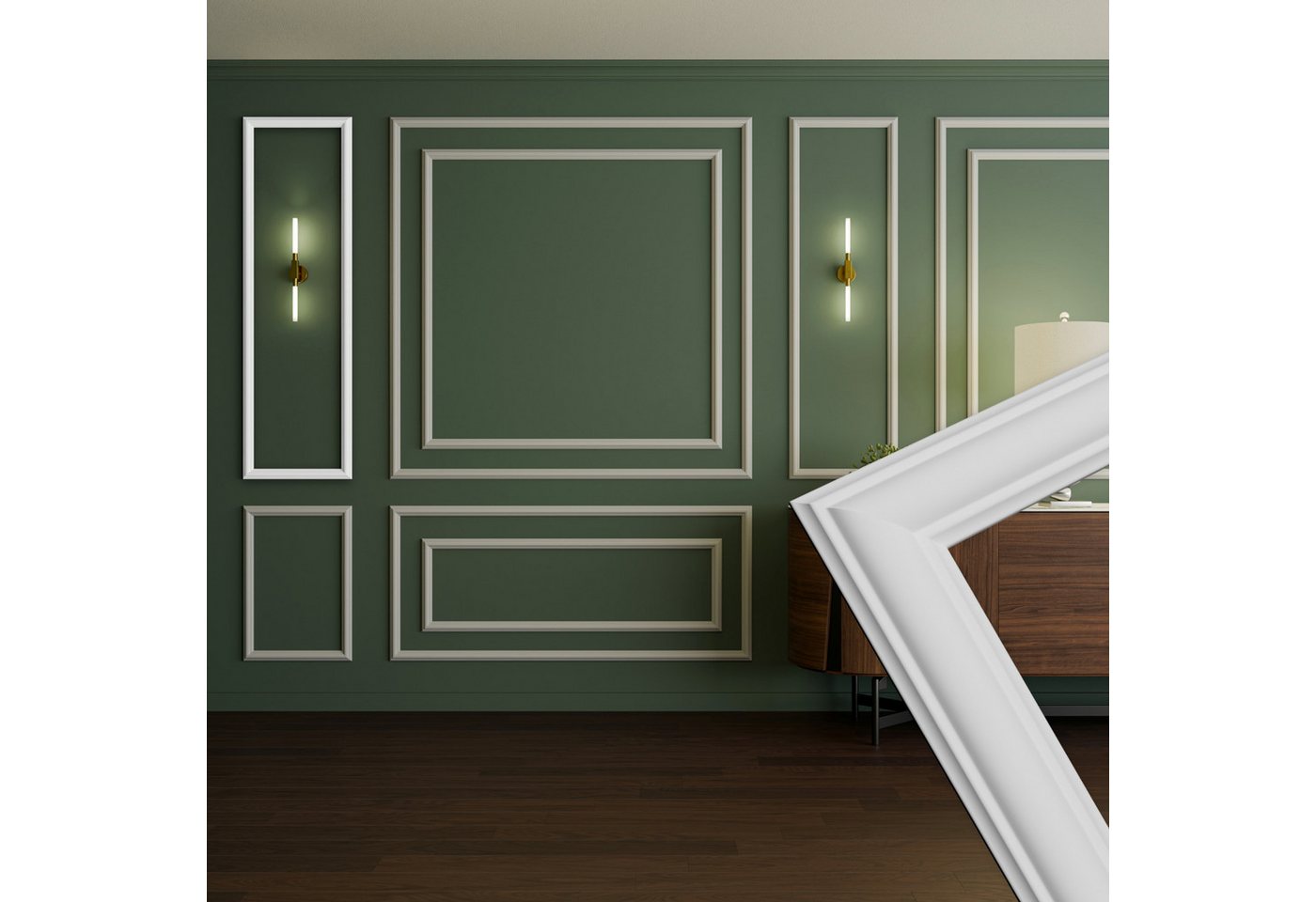 Hexim Stuckleiste RM18-B 140x42 cm, B - 140 x 42 cm, Wandrahmen Sets HDPS weiß - Auswahl an Größen für Wand, Decke, Bilder & Spiegel - Für Innenräume mit Anspruch an Ästhetik & Ordnung (RM18-B 140X42CM) von Hexim