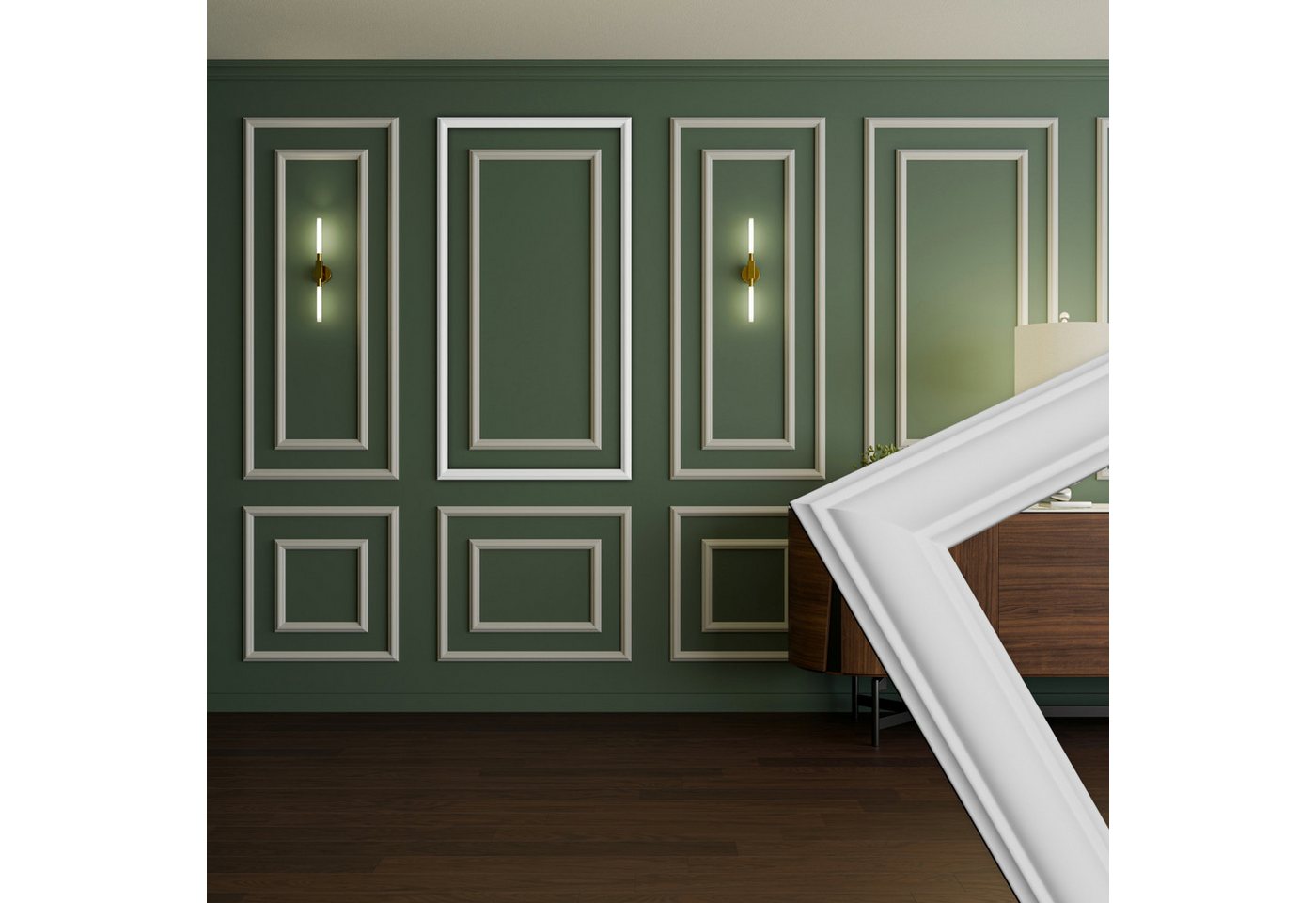 Hexim Stuckleiste RM18-F 140x75 cm, F - 140 x 75 cm, Wandrahmen Sets HDPS weiß - Auswahl an Größen für Wand, Decke, Bilder & Spiegel - Zum Anbringen stilvoller Wandinszenierungen mit Profil (RM18-F 140X75CM) von Hexim