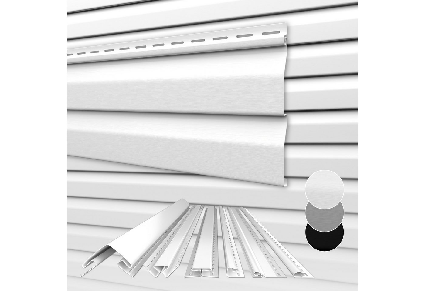 Hexim Verkleidungspaneel, (Siding Fassadenpaneele außen Fassadenverkleidung wetterfest Kunststoffpanelee PVC-U Verkleidung Außenwand Hausverkleidung UV-beständig - (24 Paneele weiß 9,84QM) von Hexim