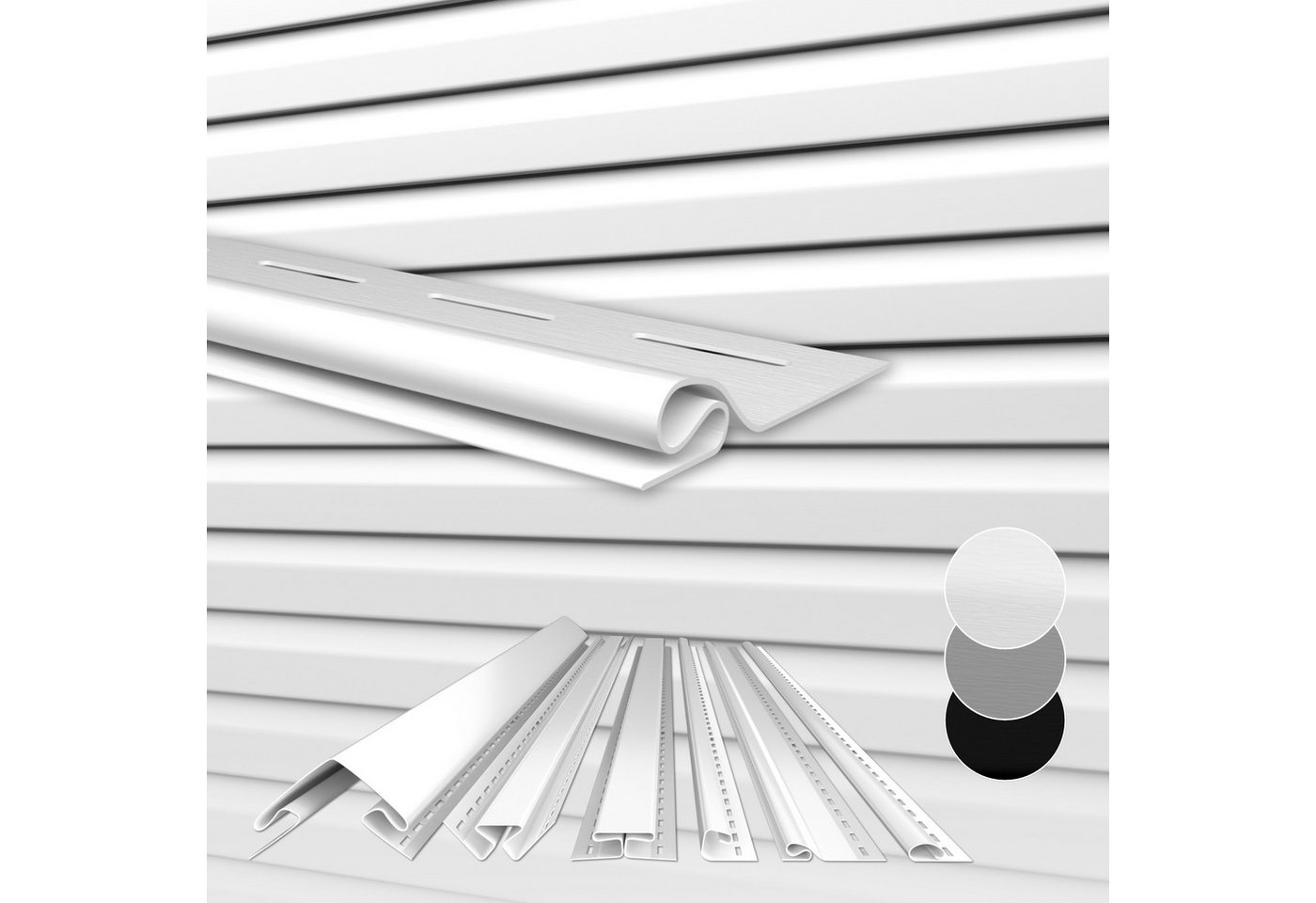 Hexim Verkleidungspaneel, (Siding Fassadenpaneele außen Fassadenverkleidung wetterfest Kunststoffpanelee PVC-U Verkleidung Außenwand Hausverkleidung UV-beständig - (Anfangsprofil weiß) von Hexim