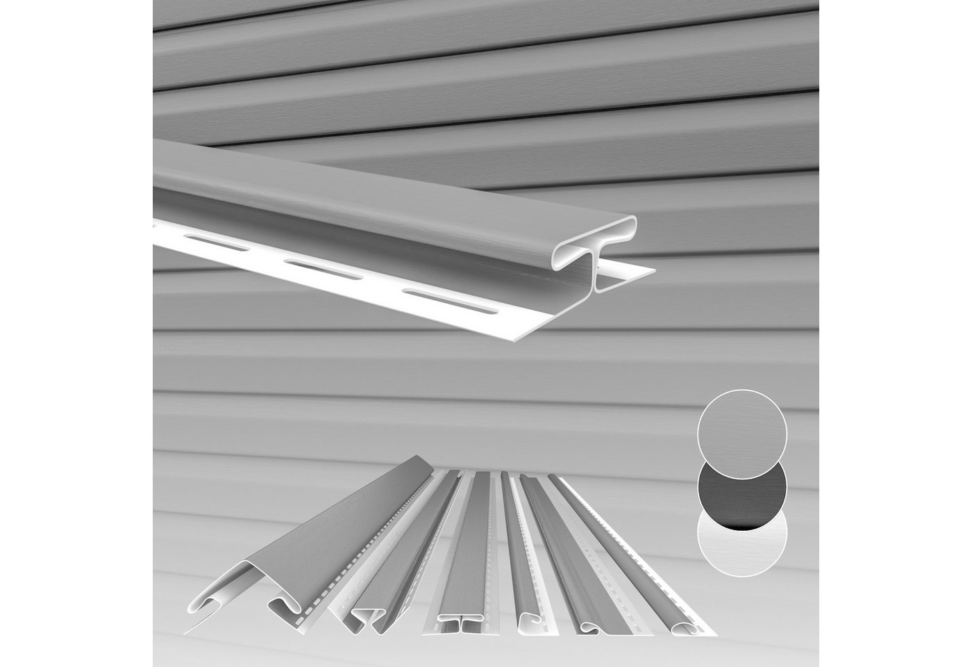 Hexim Verkleidungspaneel, (Siding Fassadenpaneele außen Fassadenverkleidung wetterfest Kunststoffpanelee PVC-U Verkleidung Außenwand Hausverkleidung UV-beständig- (Verbindungsprofil grau) von Hexim