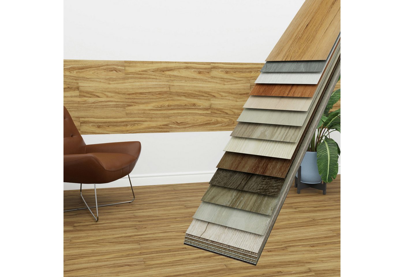 Hexim Vinylboden, Vinyldielen 0,97m² selbstklebend PVC Wandverkleidung Bodenbelag Holzoptik 91x15cm Paneele für Wand & Boden Holzdielen braun (7 Dielen Rustical Maple - 4101-12) von Hexim