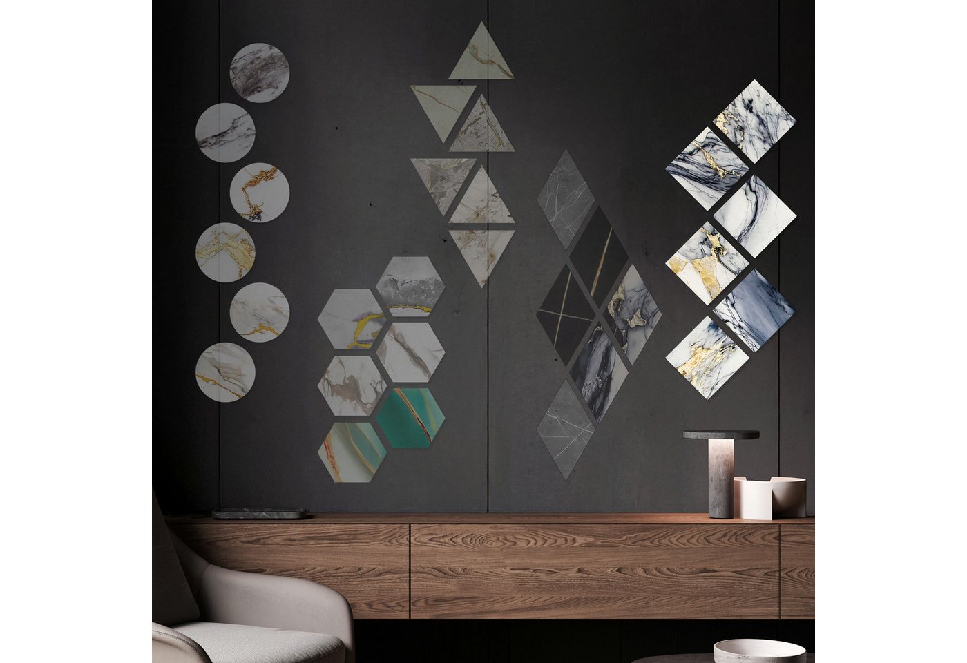 Hexim Wanddekoobjekt 80113 (Marmorplatten Optik 6 Stück SPC Hexagon Dreieck Kreis Viereck Raute Waben Innen & Außenbereich Granit Steinoptik - Marmor Dekor Formen Dreiecks Wandfliesen (80113 Viereck) Hexim Wanddekoobjekt 80113 (Marmorplatten Optik 6 Stück SPC Hexagon Dreieck Kreis Viereck Raute Waben Innen & Außenbereich Granit Steinoptik - Marmor Dekor Formen Dreiecks Wandfliesen (80113 Viereck) von Hexim