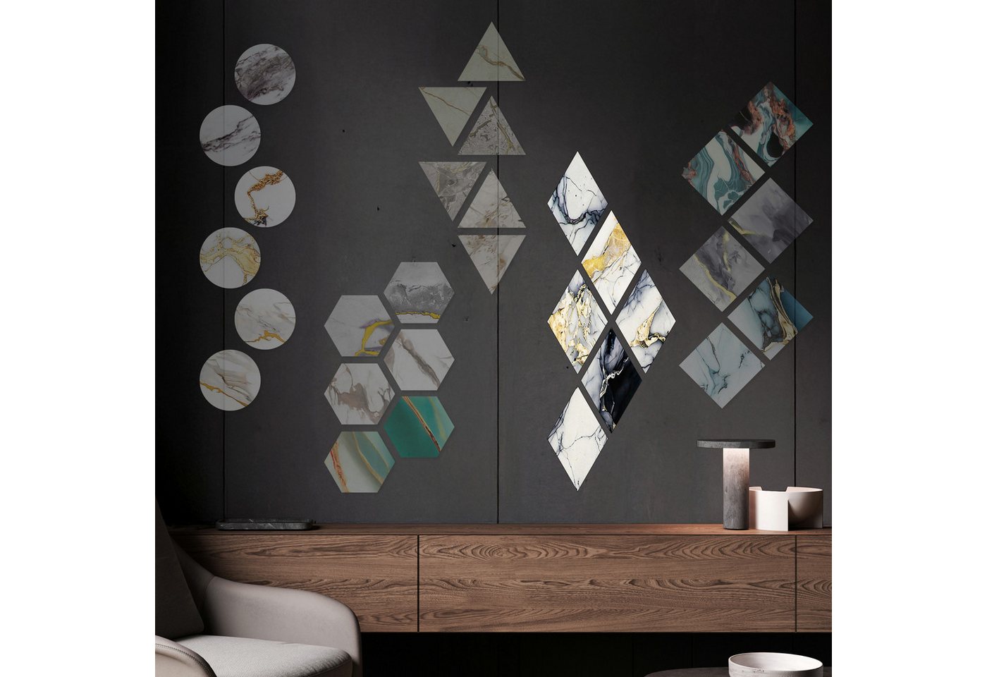 Hexim Wanddekoobjekt 80113 (Marmorplatten Optik 6 Stück SPC Hexagon Dreieck Kreis Viereck Raute Waben Innen & Außenbereich Granit Steinoptik - Marmor Dekor Formen Rhombus Diamant Design (80113 Raute) Hexim Wanddekoobjekt 80113 (Marmorplatten Optik 6 Stück SPC Hexagon Dreieck Kreis Viereck Raute Waben Innen & Außenbereich Granit Steinoptik - Marmor Dekor Formen Rhombus Diamant Design (80113 Raute) von Hexim