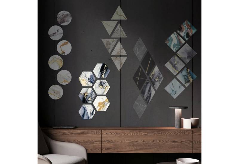 Hexim Wanddekoobjekt 80113 (Marmorplatten Optik 6 Stück SPC Hexagon Dreieck Kreis Viereck Raute Waben Innen & Außenbereich Granit Steinoptik - Marmor Dekor Formen Sechseck Fliesen (80113 Hexagon) von Hexim