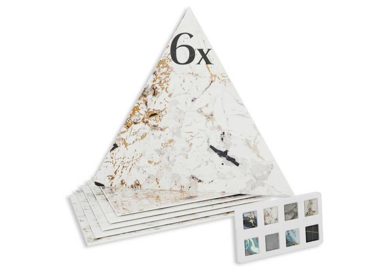 Hexim Wanddekoobjekt 8045A (Marmorplatten Optik 6 Stück SPC Dreieck 25 x 21,5 cm Innen & Außenbereich Granit Steinoptik Kunststoff Fliesen - Marmor Dekor Wandfliesen beige gold (8045A) von Hexim