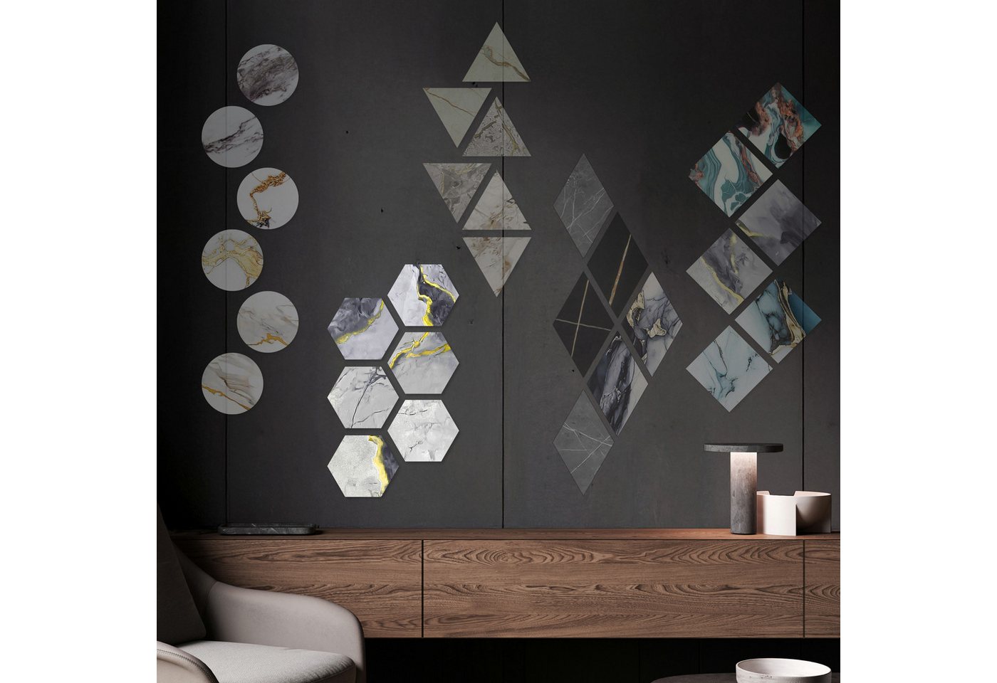 Hexim Wanddekoobjekt 8056B (Marmorplatten Optik 6 Stück SPC Hexagon Dreieck Kreis Viereck Raute Waben Innen & Außenbereich Granit Steinoptik - Marmor Dekor Formen Wabe Honeycomb Design (8056B Hexagon) Hexim Wanddekoobjekt 8056B (Marmorplatten Optik 6 Stück SPC Hexagon Dreieck Kreis Viereck Raute Waben Innen & Außenbereich Granit Steinoptik - Marmor Dekor Formen Wabe Honeycomb Design (8056B Hexagon) von Hexim