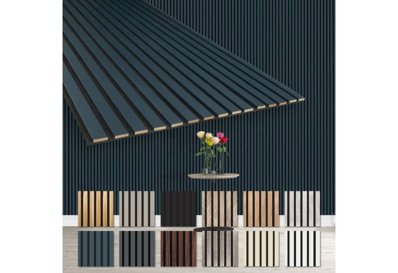 Hexim Wanddekoobjekt AP04 (Akustikpaneele 278x60cm - flexible Lamellenwand Holz MDF Wandpaneele Lamellenverkleidung Wandverkleidung Innendekoration schalldämmend (6 Paneele / 10,02 m² Ocean - AP04) von Hexim