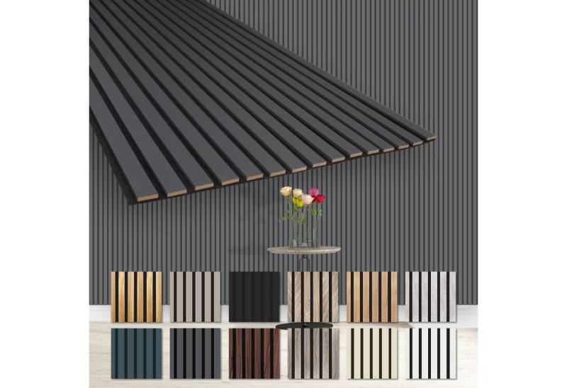 Hexim Wanddekoobjekt AP05 (Akustikpaneele 278x60cm - flexible Lamellenwand Holz MDF Wandpaneele Lamellenverkleidung Wandverkleidung Innendekoration schalldämmend (6 Paneele / 10,02 m² Black Lead - AP05) von Hexim