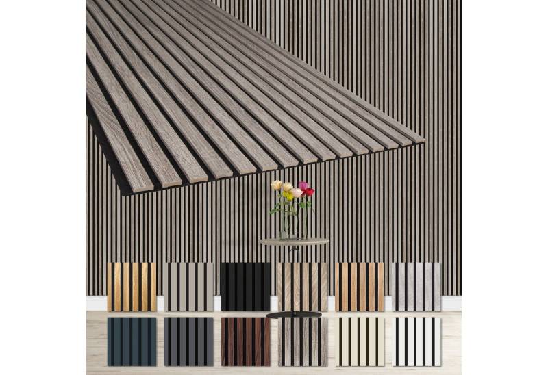 Hexim Wanddekoobjekt AP07 (Akustikpaneele 4 Stück 278x60cm Holz Comfort - flexible Lamellenwand MDF Wandpaneele Lamellenverkleidung Wandverkleidung schalldämmend 6.68m² Vintage Oak) von Hexim