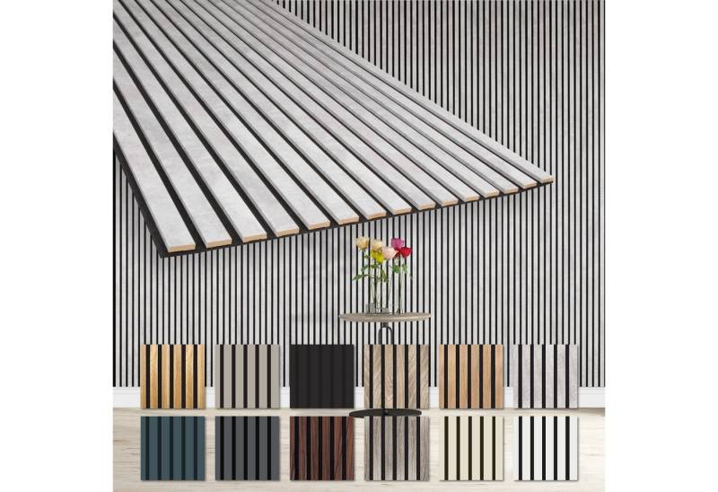 Hexim Wanddekoobjekt AP10 (Akustikpaneele 278x60cm - flexible Lamellenwand Holz MDF Wandpaneele Lamellenverkleidung Wandverkleidung Innendekoration schalldämmend (1 Paneel / 1,67 m² Chicago Concrete - AP10) von Hexim