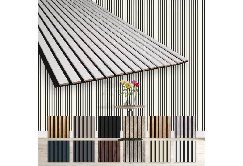 Hexim Wanddekoobjekt AP11 (Akustikpaneele 2 Stück 278x60cm Holz Comfort - flexible Lamellenwand MDF Wandpaneele Lamellenverkleidung Wandverkleidung schalldämmend 3.34m² White) von Hexim