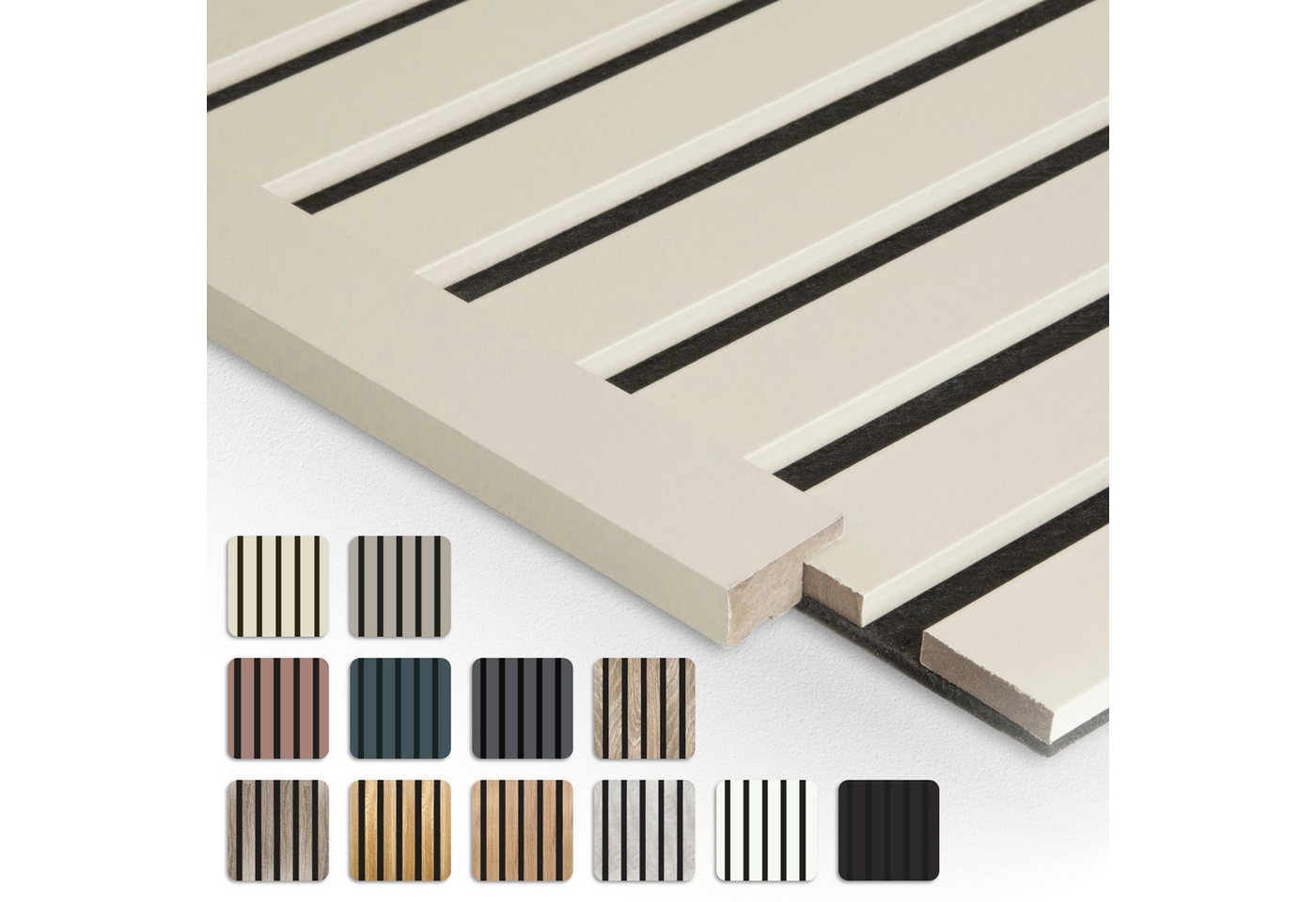 Hexim Wanddekoobjekt APA01 (Akustikpaneele Abschlussleiste 275x2,7cm - flexible Lamellenwand Holz MDF Wandpanelee Lamellenverkleidung Wandverkleidung Innendekoration schalldämmend (1 Abschlussleiste Palomino - APA01) von Hexim