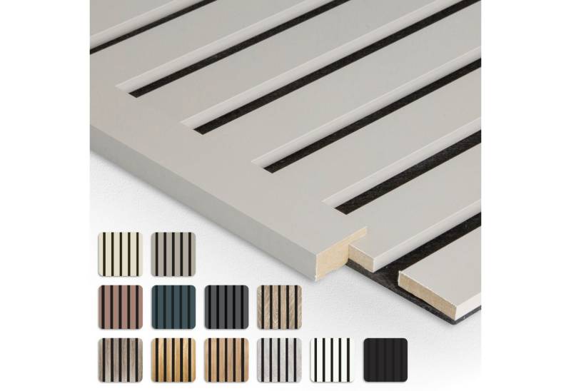 Hexim Wanddekoobjekt APA02 (Akustikpaneele Abschlussleiste 275x2,7cm - flexible Lamellenwand Holz MDF Wandpanelee Lamellenverkleidung Wandverkleidung Innendekoration schalldämmend (1 Abschlussleiste Sandgrey - APA02) von Hexim