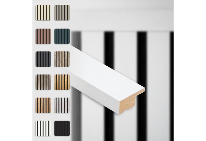 Hexim Wanddekoobjekt APA11 (Abschlussleiste 275x2,7cm passend für unsere Akustikpaneele - flexible Lamellenwand Holz MDF Wandpanelee Lamellenverkleidung Wandverkleidung (1 Abschlussleiste White - APA11) von Hexim