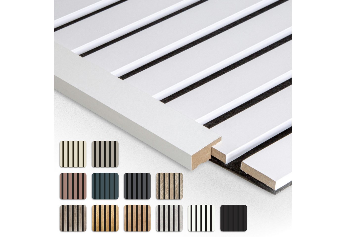 Hexim Wanddekoobjekt APA11 (Akustikpaneele Abschlussleiste 275x2,7cm - flexible Lamellenwand Holz MDF Wandpanelee Lamellenverkleidung Wandverkleidung Innendekoration schalldämmend (1 Abschlussleiste White - APA11) von Hexim