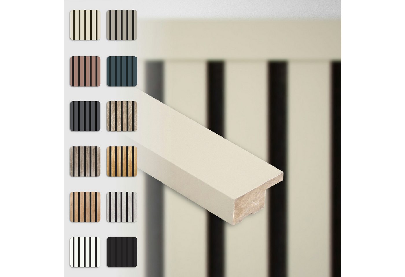 Hexim Wanddekoobjekt APAH01 (Akustikpaneele Abschlussleiste 137,5x2,7cm - flexible Lamellenwand Holz MDF Wandpanelee Lamellenverkleidung Wandverkleidung Innendekoration schalldämmend (1 Abschlussleiste Palomino - APAH01) Hexim Wanddekoobjekt APAH01 (Akustikpaneele Abschlussleiste 137,5x2,7cm - flexible Lamellenwand Holz MDF Wandpanelee Lamellenverkleidung Wandverkleidung Innendekoration schalldämmend (1 Abschlussleiste Palomino - APAH01) von Hexim