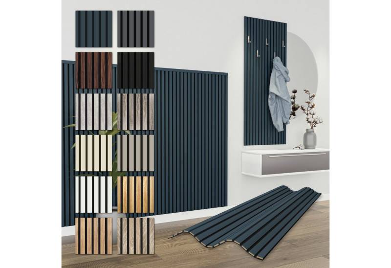 Hexim Wanddekoobjekt APH04 (Akustikpaneele 12 Stück 138,5x60cm Holz Comfort - flexible Holzpaneele Platten Lamellenwand MDF Wandpaneele Lamellenverkleidung Wandverkleidung schalldämmend 9.96m² Ocean) von Hexim