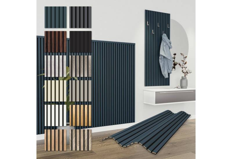 Hexim Wanddekoobjekt APH04 (Akustikpaneele 138,5x60cm - flexible Lamellenwand Holz MDF Wandpaneele Lamellenverkleidung Wandverkleidung Innendekoration schalldämmend (8 Paneele / 6,64 m² Ocean - APH04) von Hexim