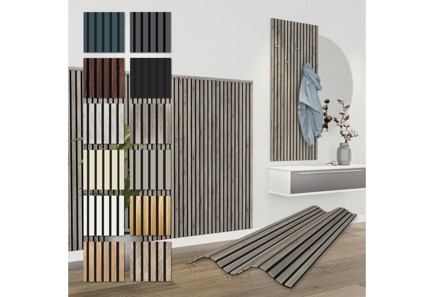 Hexim Wanddekoobjekt APH07 (Akustikpaneele 138,5x60cm - flexible Lamellenwand Holz MDF Wandpaneele Lamellenverkleidung Wandverkleidung Innendekoration schalldämmend (12 Paneele / 9,96 m² Vintage Oak - APH07) Hexim Wanddekoobjekt APH07 (Akustikpaneele 138,5x60cm - flexible Lamellenwand Holz MDF Wandpaneele Lamellenverkleidung Wandverkleidung Innendekoration schalldämmend (12 Paneele / 9,96 m² Vintage Oak - APH07) von Hexim