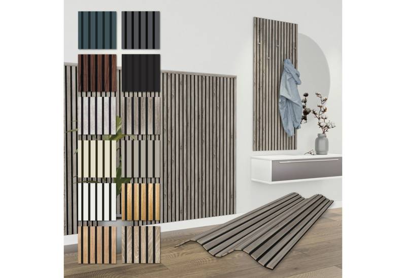 Hexim Wanddekoobjekt APH07 (Akustikpaneele 138,5x60cm - flexible Lamellenwand Holz MDF Wandpaneele Lamellenverkleidung Wandverkleidung Innendekoration schalldämmend (12 Paneele / 9,96 m² Vintage Oak - APH07) von Hexim