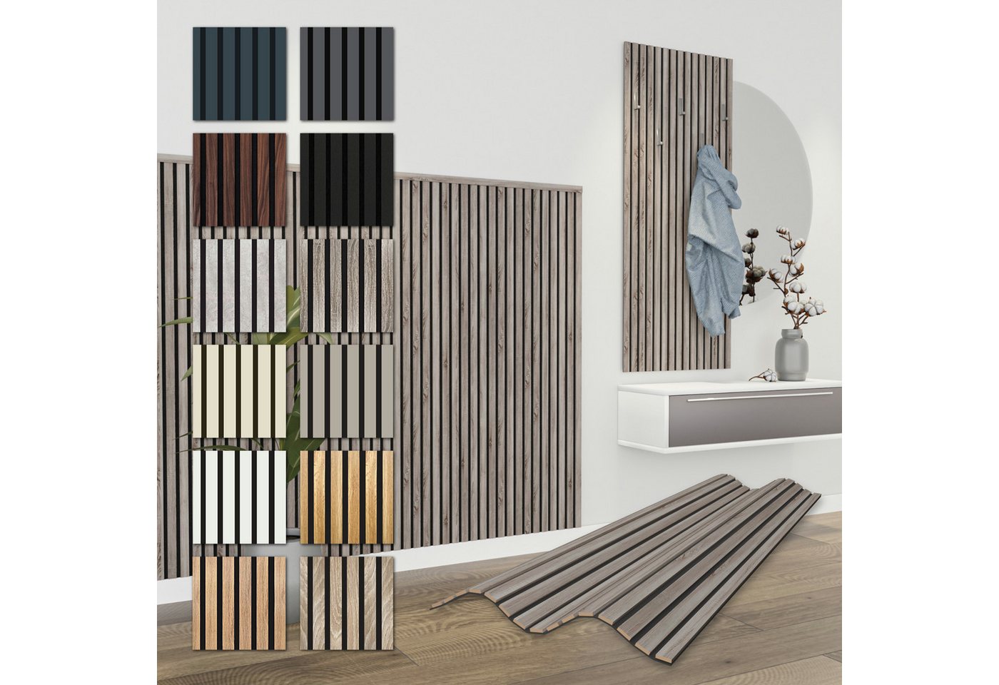 Hexim Wanddekoobjekt APH07 (Akustikpaneele 8 Stück 138,5x60cm Holz Comfort - flexible Holzpaneele Platten Lamellenwand MDF Wandpaneele Lamellenverkleidung Wandverkleidung schalldämmend 6.64m² Vintage Oak) Hexim Wanddekoobjekt APH07 (Akustikpaneele 8 Stück 138,5x60cm Holz Comfort - flexible Holzpaneele Platten Lamellenwand MDF Wandpaneele Lamellenverkleidung Wandverkleidung schalldämmend 6.64m² Vintage Oak) von Hexim