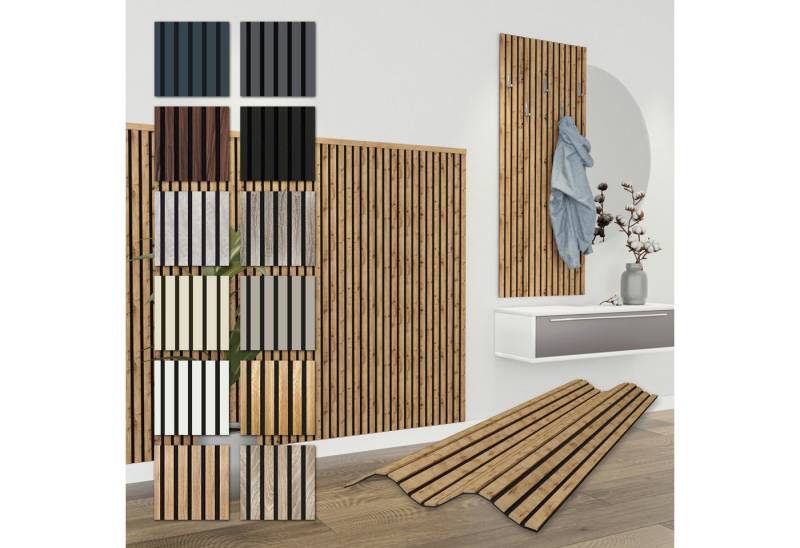 Hexim Wanddekoobjekt APH08 (Akustikpaneele 4 Stück 138,5x60cm Holz Comfort - flexible Holzpaneele Platten Lamellenwand MDF Wandpaneele Lamellenverkleidung Wandverkleidung schalldämmend 3.32m² Pecan) von Hexim