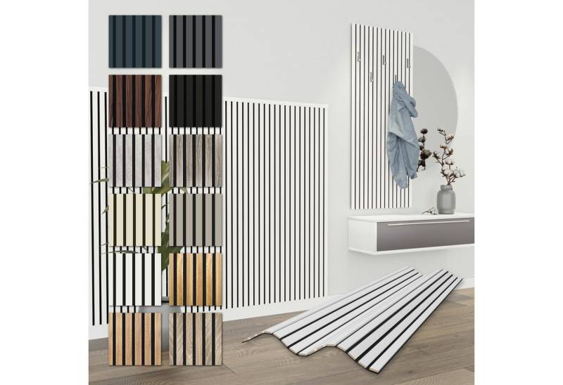 Hexim Wanddekoobjekt APH11 (Akustikpaneele 4 Stück 138,5x60cm Holz Comfort - flexible Holzpaneele Platten Lamellenwand MDF Wandpaneele Lamellenverkleidung Wandverkleidung schalldämmend 3.32m² White) von Hexim