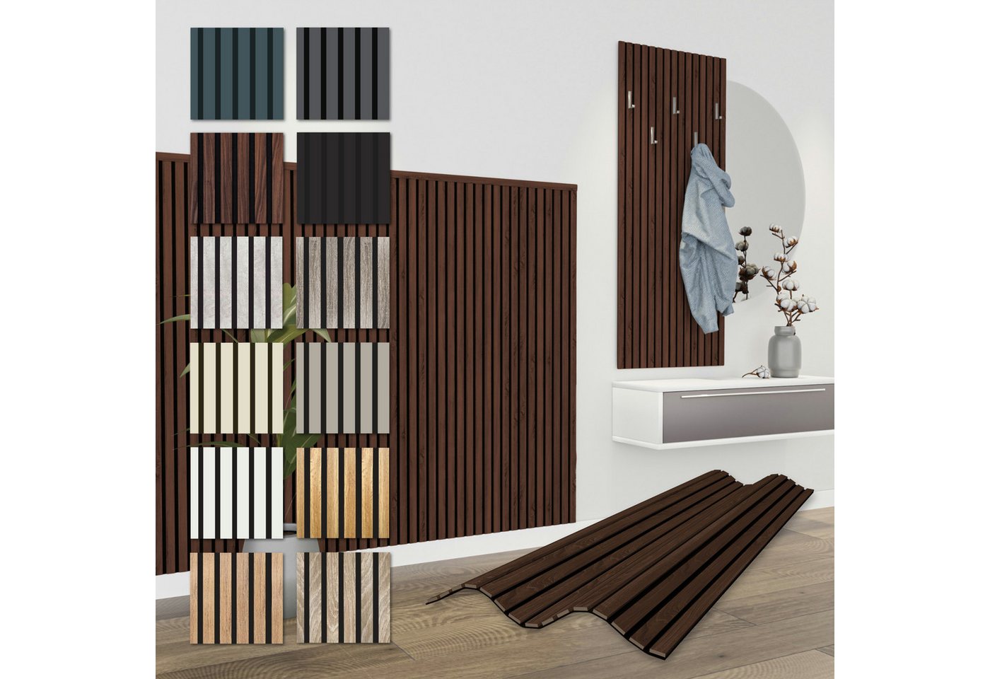 Hexim Wanddekoobjekt APH13 (Akustikpaneele 138,5x60cm - flexible Lamellenwand Holz MDF Wandpaneele Lamellenverkleidung Wandverkleidung Innendekoration schalldämmend (8 Paneele / 6,64 m² Catania Oak - APH13) Hexim Wanddekoobjekt APH13 (Akustikpaneele 138,5x60cm - flexible Lamellenwand Holz MDF Wandpaneele Lamellenverkleidung Wandverkleidung Innendekoration schalldämmend (8 Paneele / 6,64 m² Catania Oak - APH13) von Hexim