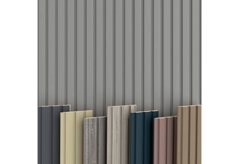 Hexim Wanddekoobjekt Beats De Luxe Sandgrey (Beats Lamellen 2,75m MDF Lamellenwand Wandpaneele Lamellenverkleidung Wandverkleidung Akusiktpaneele Holzpaneele Natur Holz (8 Paneele & Zubehör, Beats De Luxe Sandgrey) von Hexim