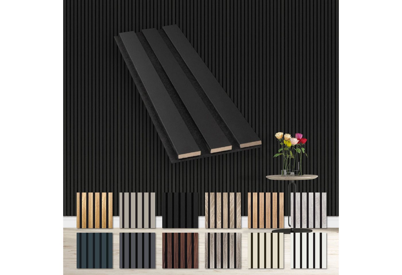 Hexim Wanddekoobjekt Black Edition (Akustikpaneele Musterstück - flexible Lamellenwand Holz MDF Wandpaneele Lamellenverkleidung Wandverkleidung Innendekoration schalldämmend (Black Edition - AP12 / APH12 Musterstück) Hexim Wanddekoobjekt Black Edition (Akustikpaneele Musterstück - flexible Lamellenwand Holz MDF Wandpaneele Lamellenverkleidung Wandverkleidung Innendekoration schalldämmend (Black Edition - AP12 / APH12 Musterstück) von Hexim