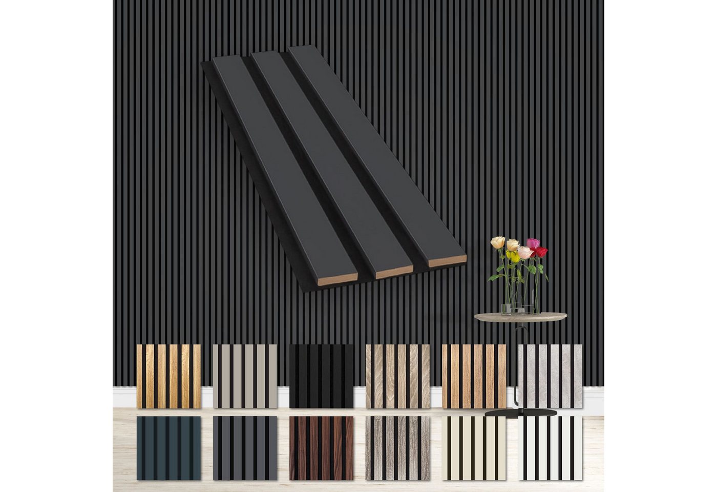 Hexim Wanddekoobjekt Black Lead (Akustikpaneele Musterstück - flexible Lamellenwand Holz MDF Wandpaneele Lamellenverkleidung Wandverkleidung Innendekoration schalldämmend (Black Lead - AP05 / APH05 Musterstück) Hexim Wanddekoobjekt Black Lead (Akustikpaneele Musterstück - flexible Lamellenwand Holz MDF Wandpaneele Lamellenverkleidung Wandverkleidung Innendekoration schalldämmend (Black Lead - AP05 / APH05 Musterstück) von Hexim