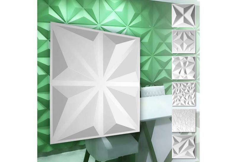 Hexim Wanddekoobjekt HD017 (PVC Kunststoff - weiße Wandverkleidung mit 3D Optik - Diamond Motive (5 qm 20 Platten) Wand PVC Wandplatten Innenwand) von Hexim