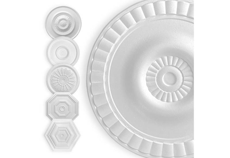 Hexim Wanddekoobjekt Meeresleuchten 50cm (HEXIM Stuckrosette aus EPS Styropor weiß - Deckenrosette weiß, Zierelement, Stuck (Hexim) Wanddeko Wohnzimmer Decke Polystyrol) von Hexim