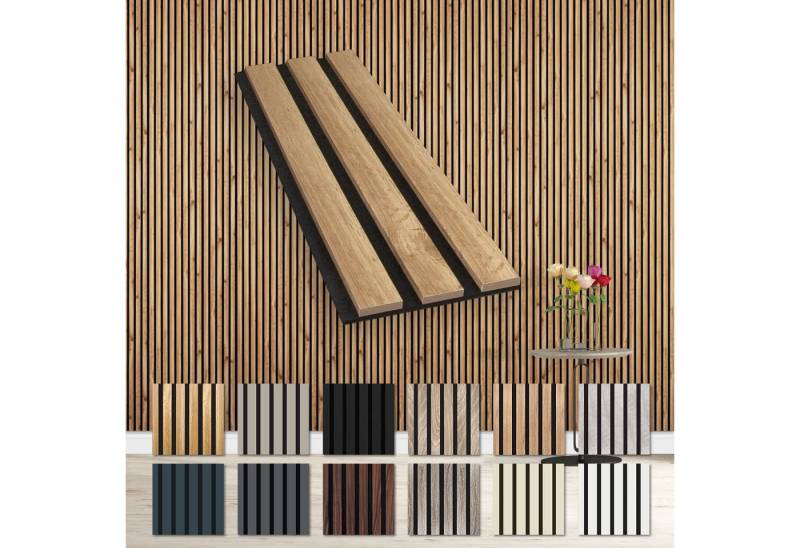 Hexim Wanddekoobjekt Pecan (Akustikpaneele Musterstück - flexible Lamellenwand Holz MDF Wandpaneele Lamellenverkleidung Wandverkleidung Innendekoration schalldämmend (Pecan - AP08 / APH08 Musterstück) von Hexim