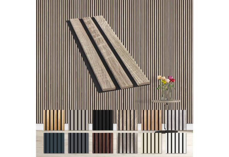 Hexim Wanddekoobjekt Sonoma Oak (Akustikpaneele Musterstück - flexible Lamellenwand Holz MDF Wandpaneele Lamellenverkleidung Wandverkleidung Innendekoration schalldämmend (Sonoma Oak - AP06 / APH06 Musterstück) von Hexim