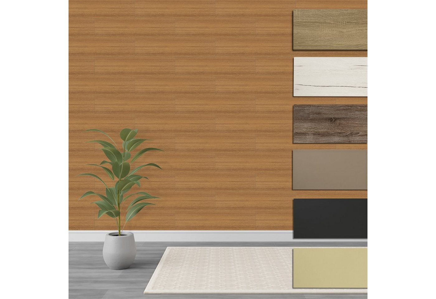 Hexim Wanddekoobjekt Tick (Paneele aus MDF - Wandpaneele Wandverkleidung Holzpaneele Natur Wand Holzoptik Innen Holzverkleidung Verblender Dekorpaneele (2,08 m² Tick + Montagekleber HexPro P63) von Hexim