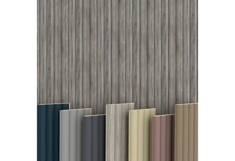 Hexim Wanddekoobjekt Wave Standard Vintage Oak (Wave Lamellen 2,75m MDF Lamellenwand Wandpaneele Lamellenverkleidung Wandverkleidung Akusiktpaneele Holzpaneele Natur Holz (12 Paneele & Zubehör, Wave Standard Vintage Oak) von Hexim