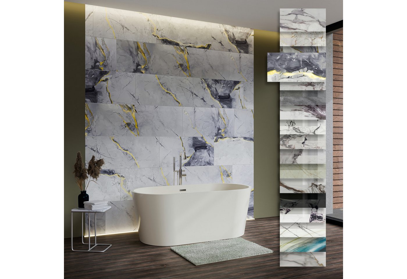 Hexim Wandpaneel, (Marmoroptik 6 Stück 78x39cm SPC Kunststoff Innen & Außenbereich Granit Steinoptik - Duschrückwand Küchenrückwand wasserfestes Wandpaneel Bad gold (1,83 m² 8056B) A-Serie) Hexim Wandpaneel, (Marmoroptik 6 Stück 78x39cm SPC Kunststoff Innen & Außenbereich Granit Steinoptik - Duschrückwand Küchenrückwand wasserfestes Wandpaneel Bad gold (1,83 m² 8056B) A-Serie) von Hexim