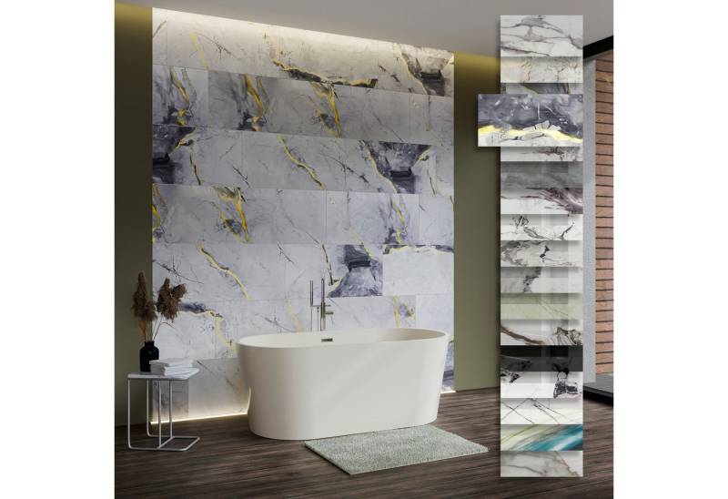 Hexim Wandpaneel, (Marmoroptik 6 Stück 78x39cm SPC Kunststoff Innen & Außenbereich Granit Steinoptik - Duschrückwand Küchenrückwand wasserfestes Wandpaneel Bad gold (1,83 m² 8056B) A-Serie) von Hexim