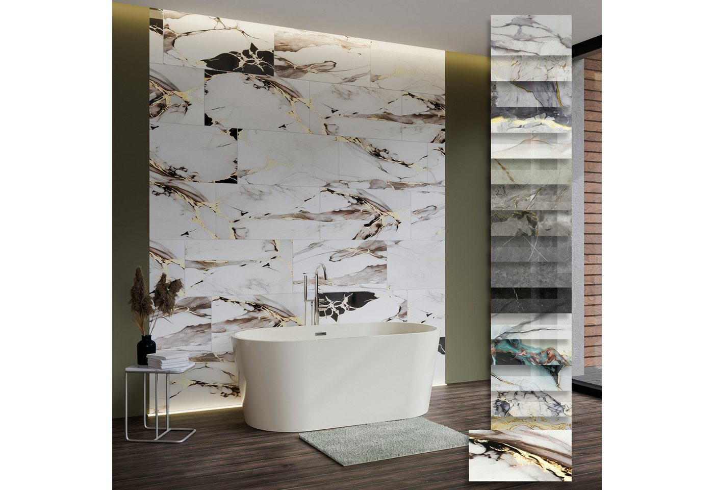 Hexim Wandpaneel, (Marmoroptik 6 Stück 78x39cm SPC Kunststoff Innen & Außenbereich Granit Steinoptik - Duschrückwand Küchenrückwand Flexible Wanddeko in Natursteinoptik (1,83 m² 80115) B-Serie) von Hexim