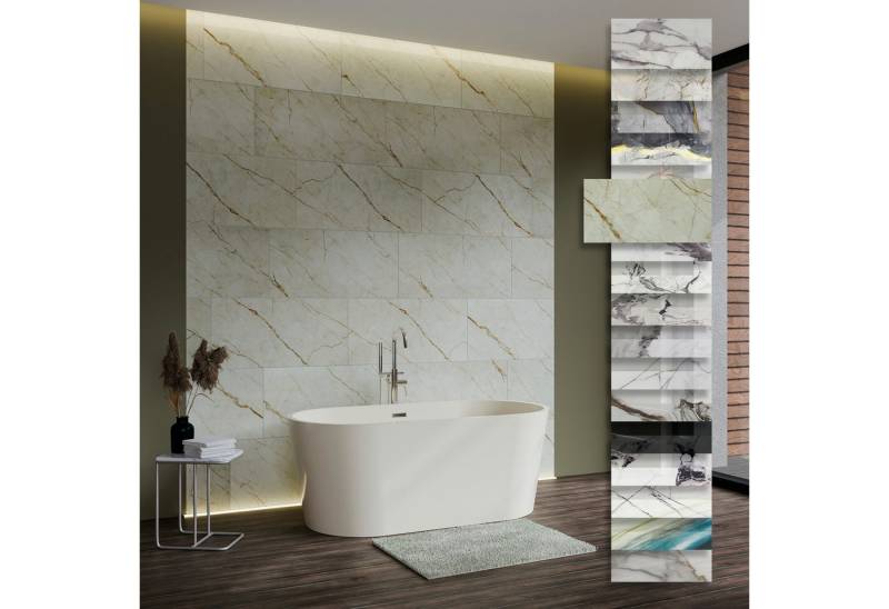 Hexim Wandpaneel, (Marmoroptik 9 Stück 78x39cm SPC Kunststoff Innen & Außenbereich Granit Steinoptik - Duschrückwand Küchenrückwand TV Wandverkleidung Wohnzimmer modern (2,74 m² 8088) A-Serie) von Hexim